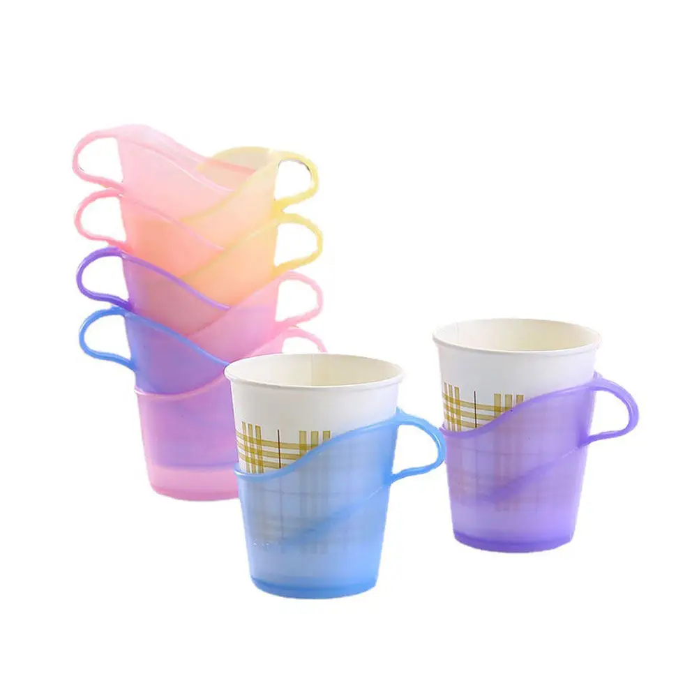 10Pcs Heat-Resistant Paper Cup Holder Ergonomic Handle Design Easy-Grip Disposable Cup Rack for Coffee Shops Home Bar Counter