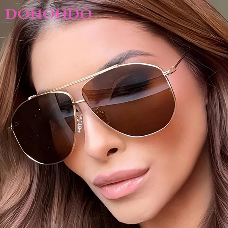 

Fashion Oversized Pilot Women Sunglasses Men Luxury Brand Designer Metal Big Frame Sunglass Driving Travel Shades Lentes UV400
