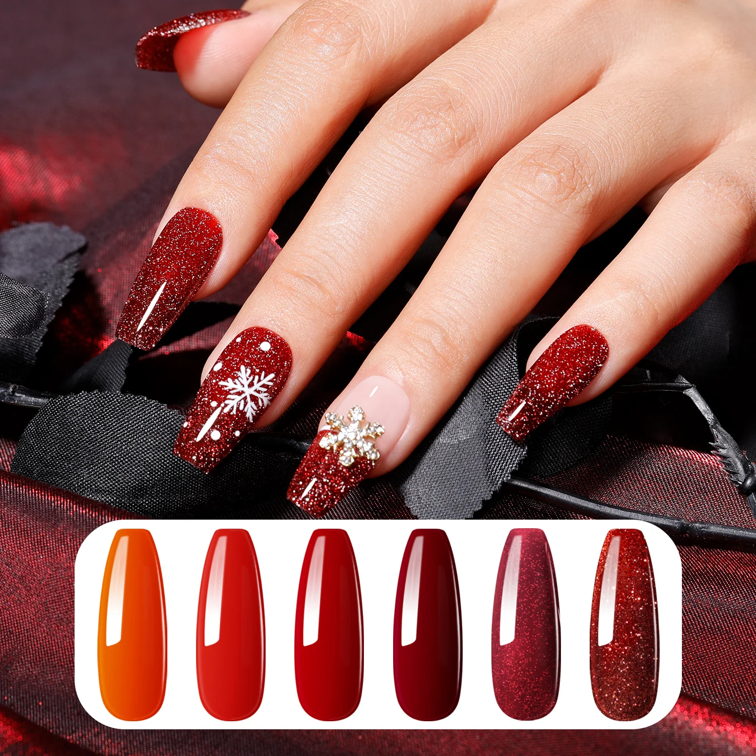 GELLEN 6 مللي طلاء أظافر جل أحمر بريق شبه Permament نقع قبالة الأشعة فوق البنفسجية هلام هلام مسمار الفن مانيكير قاعدة علوية لتقوم بها بنفسك امرأة فتاة هدية #1