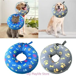 Inflatable Pet Recovery Collar Dog Cat Protective Cone After Surgery Collar Wound Healing Collar Cartoon Pattern