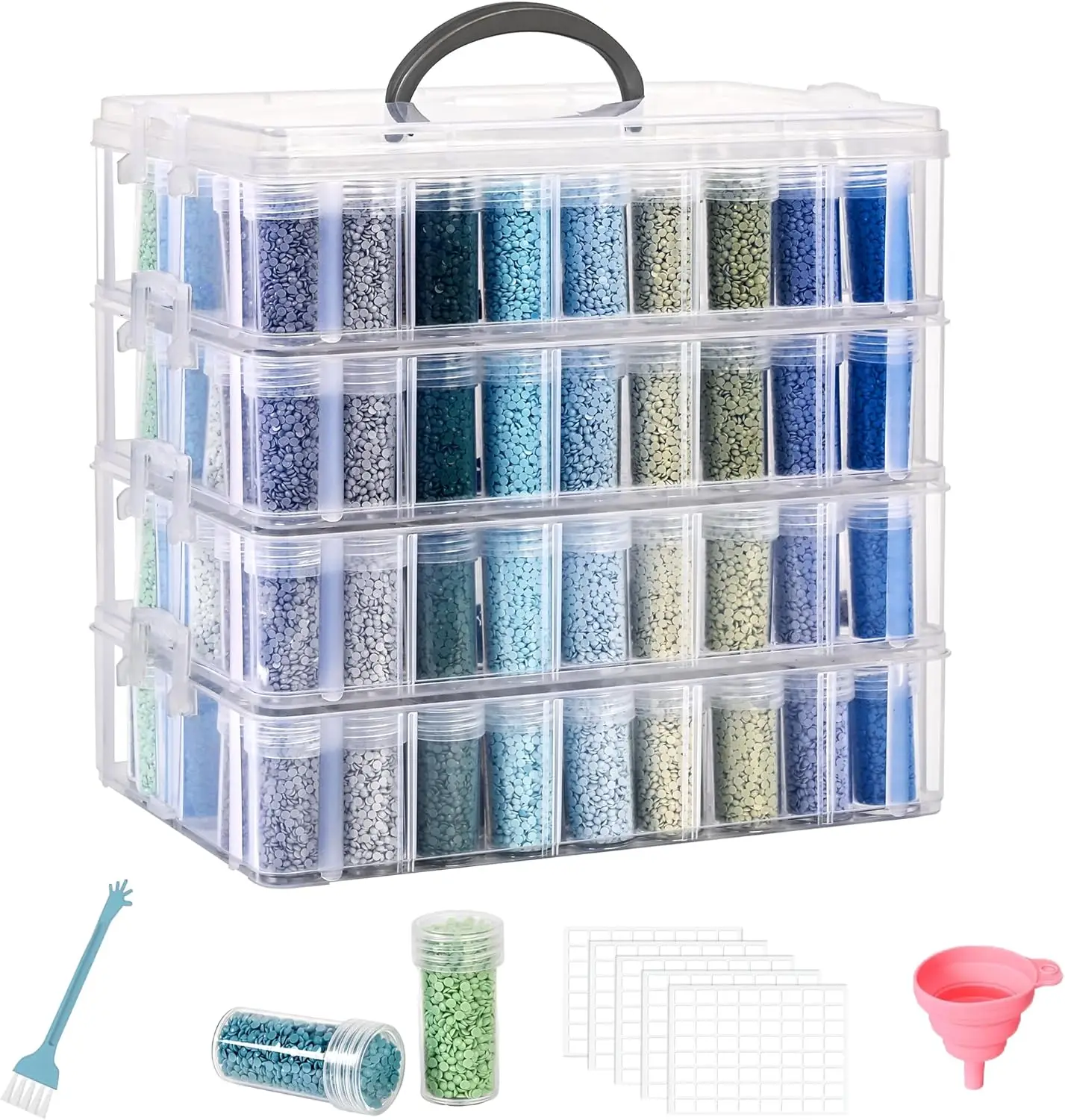 

4-Tier Bead Organizer Box with 200 Slots, Stackable Diamond Painting Storage Container