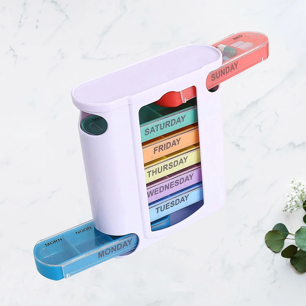 

1Pcs Weekly Portable Medicine Case Plastic Drawer Type 28-Grids Pill Box Organizer Travel Lightweight Daily Pill Storage