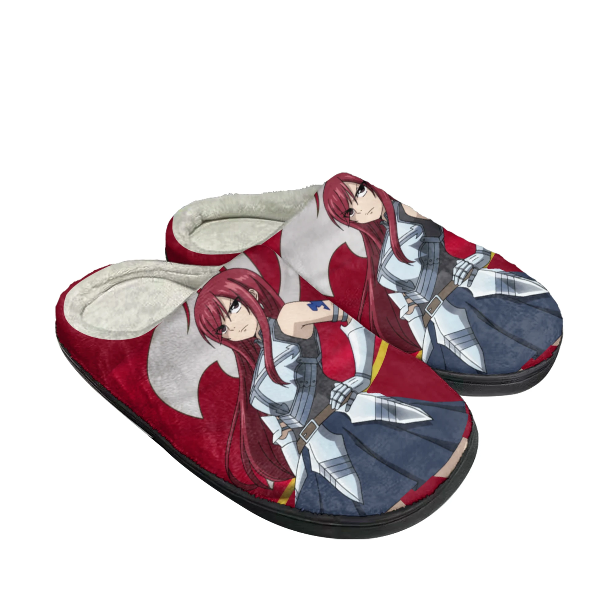 Anime Fairy Tail Erza Scarlet Home Cotton Custom Slippers Mens Womens Sandals Plush Casual Keep Warm Shoes Thermal Slipper