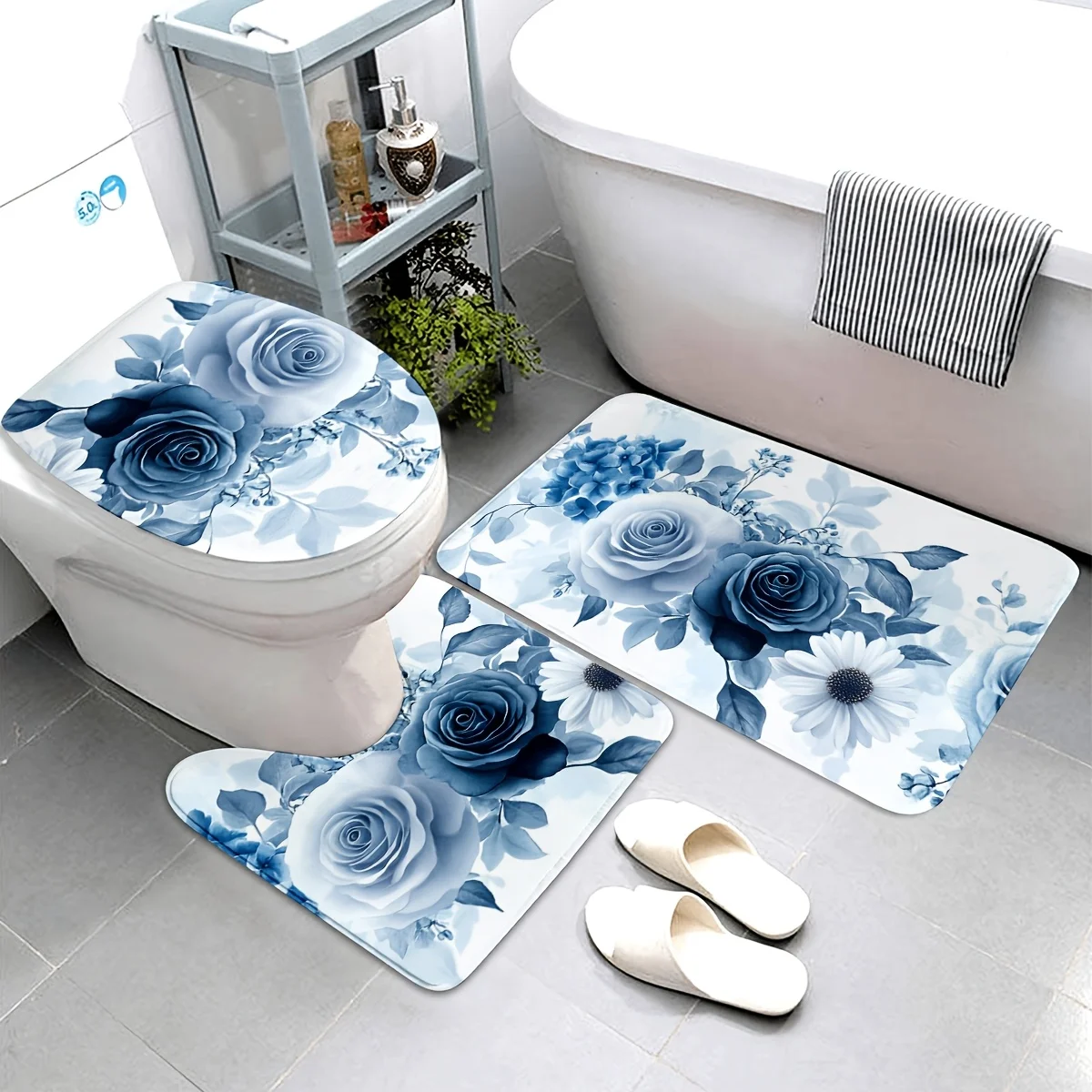 

Набор для ванной комнаты ко Дню святого Валентина из 3 предметов: можно стирать в машине, включает сиденье для унитаза, U-образный коврик и нескользящий коврик