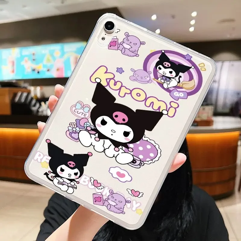 

Sanrio Kawaii Kuromi Silicone IPad Protective Case Cinnamoroll Anime Cartoon Fashion Exquisite Anti-fall Table Protective Covers