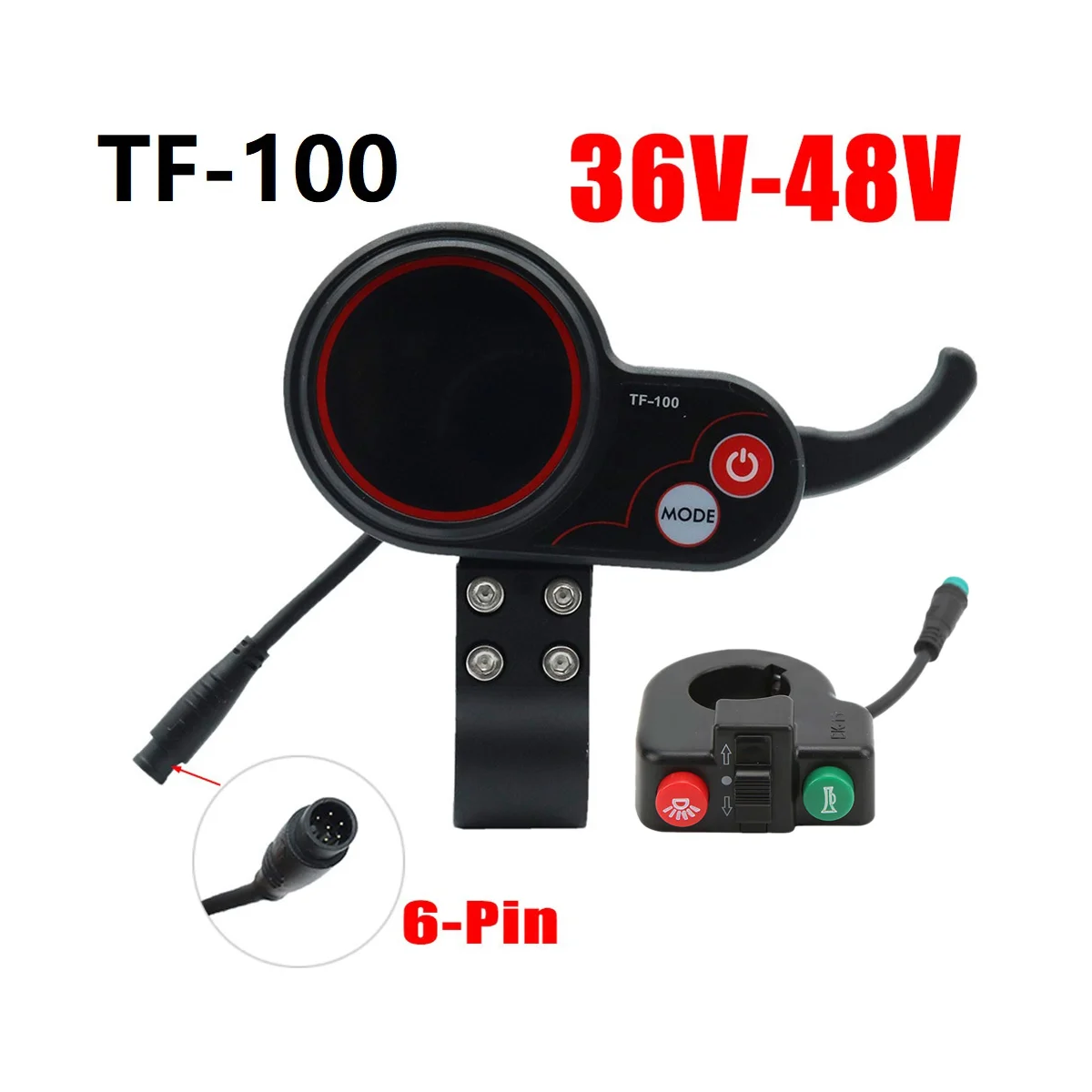 TF-100 Display Dashboard+Switch Button Scooter 6Pin Skateboard Speedometer for Kugoo M4 Electric Scooter Parts