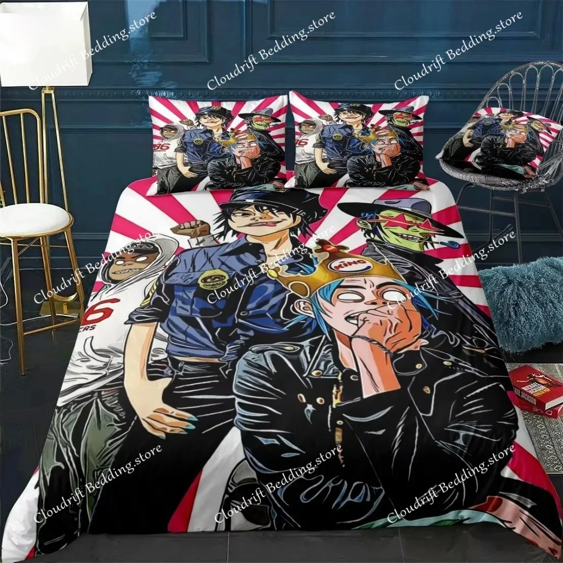 

3D Printed Anime Duvet Covers Music Band Gorillaz Bedding Set Bedroom Comforter Single Twin King Size026