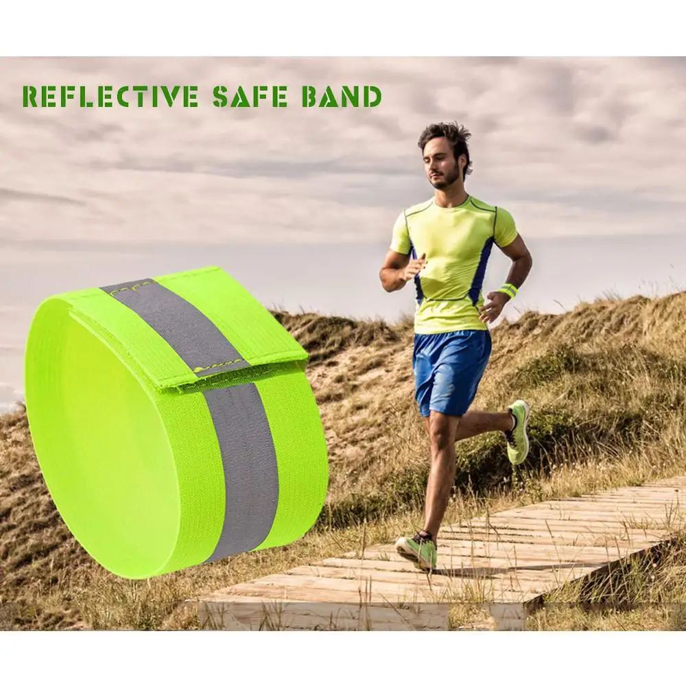 2pc cinturini riflettenti sicurezza lampeggiante bracciale cintura bagliore nel buio braccialetto per Jogging notturno camminare in bicicletta