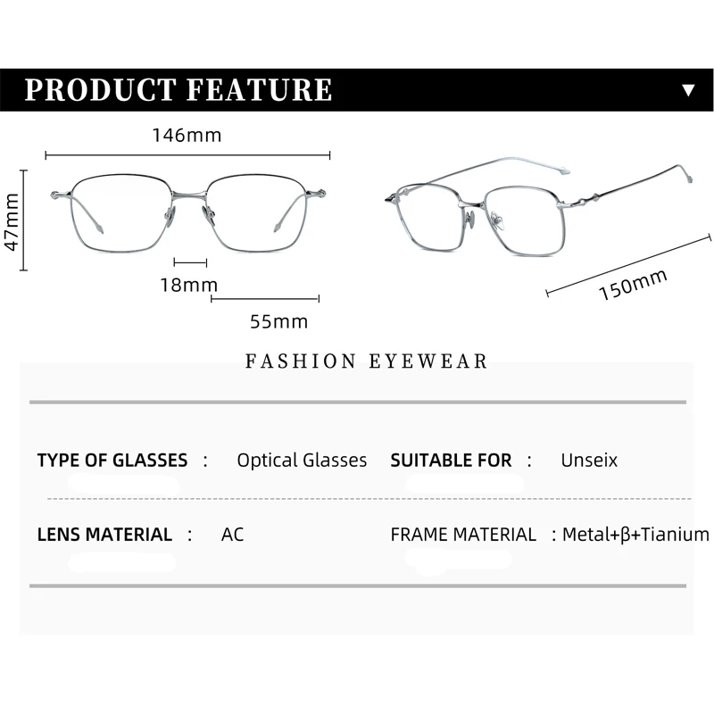 The new trend of men and women small frame glass are made of titanium alloy with a retro design interspersed with innovative art