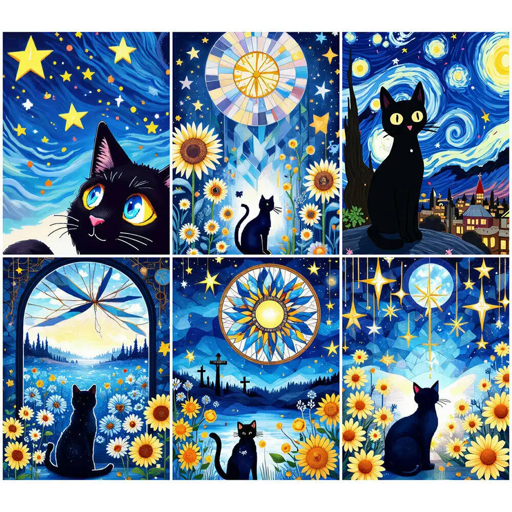 Tier Katze Diamant Stickerei Sternenhimmel Kreuzstich Kits Diamant Mosaik Licht Strass Bilder Home Dekoration