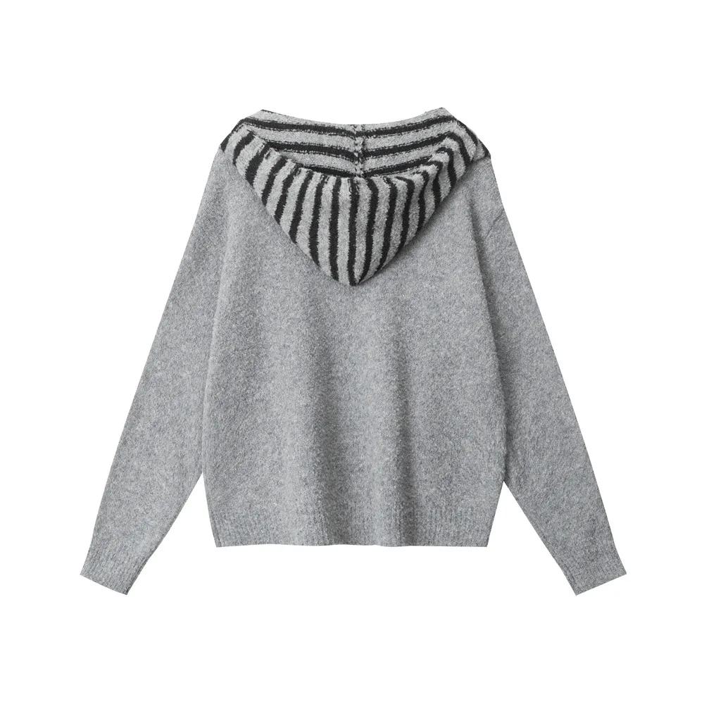 Maglione pullover coreano morbido ceroso girocollo da donna autunno e inverno semplice maglieria casual con cappuccio snood