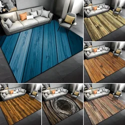 Vintage Wood Grain Carpet for Living Room Decoration Sofa Coffee Table Area Rugs Hallway Balcony Anti Slip Floor Mat Washable