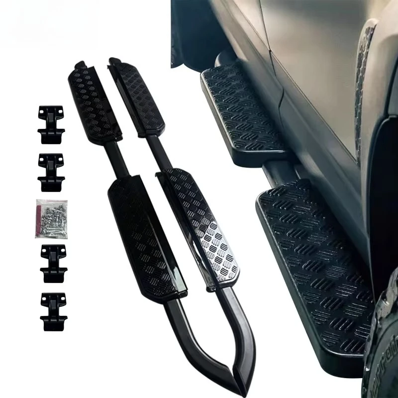 

Aluminum Glossy Black Side Step Auto Accessory Protection Fiexed Running Board for Defender 110 130
