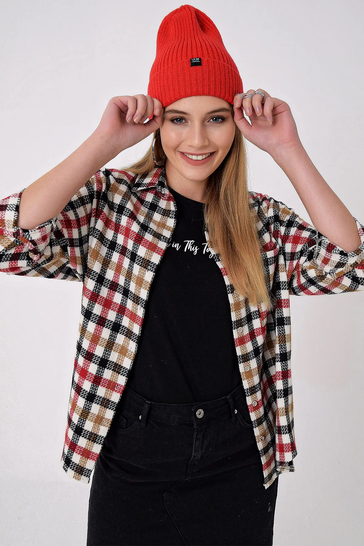

Plaid Oversize Thin Stamp Shirt 2021 Spring autumn women's shirt blouse street shirt new simple office lady long sleeve blouse