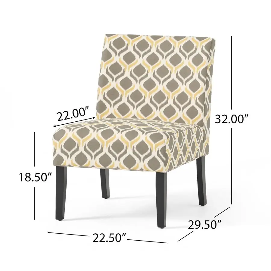 Chaise de salle à manger en tissu Kassi, jaune gris
