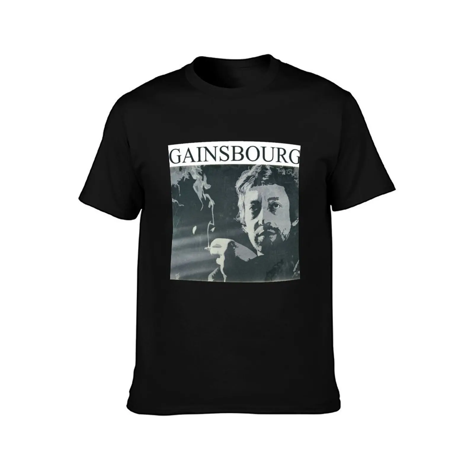 Serge Gainsbourg digital art portrait T-Shirt, Summer Casual Cotton Tee, Oversized Streetwear Tops, Vintage Graphic Print