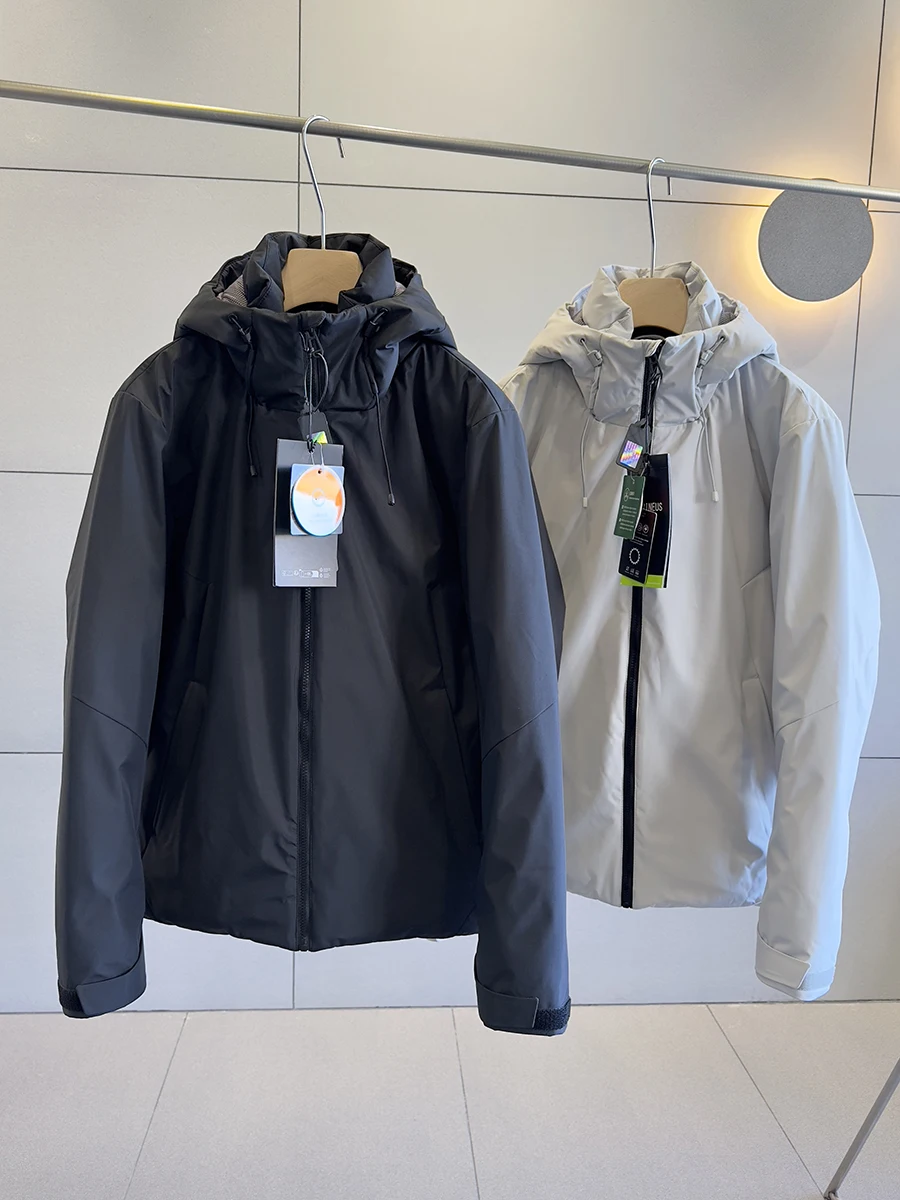 

Men's 90 down Puffer Jaet Hooded Tee-Proof Warmth Thiened Du Feather Casual Sle Polyester Fabric Urban Leisure