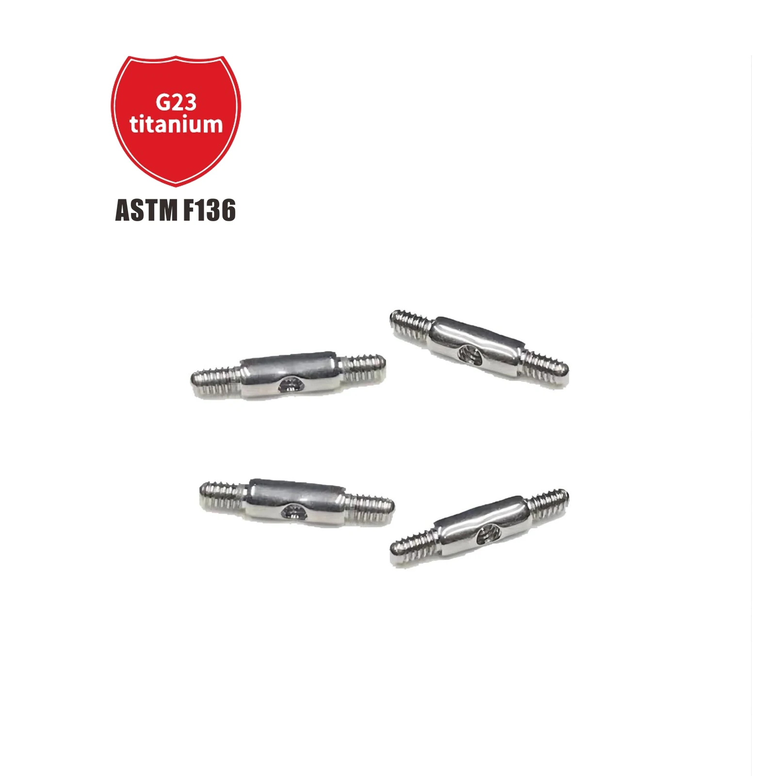 ASTM F136 5pcs Titanium 14G Ear Bridge Extension Rod 4mm for Internal Thread Piercing Jewelry Tongue, Navel, Lip Nails