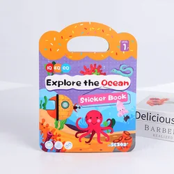 Sezoz Silicone stickers reusable Create different themes For Kids Cartoon Puzzle Early Education Sticker Book