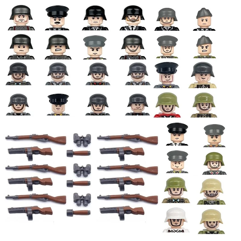 

Набор строительных блоков «Солдаты Второй мировой войны» MOC: Военная тематика с 8 мини-фигурками и аксессуарами, историческая диорама, набор кирпичиков для сборки.