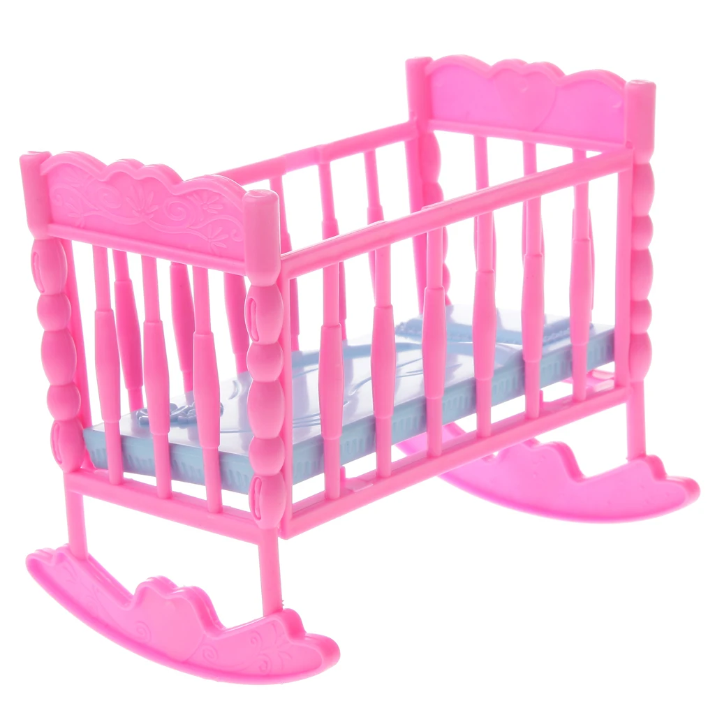 1/6 Scale Miniature Baby Cradle Bed Stroller Model Dollhouse Mini Furniture Decor for Dolls Acc Children Pretend Play Toys