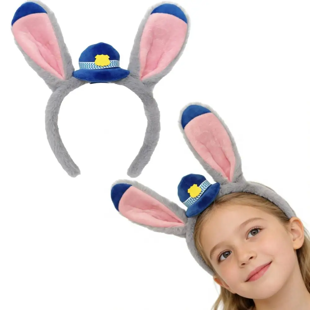 Cute Bunny Police Cartoon Performance Headwear Rabbit Ear animal Theme Children's Accessorie Fashion Photo-taking Headband