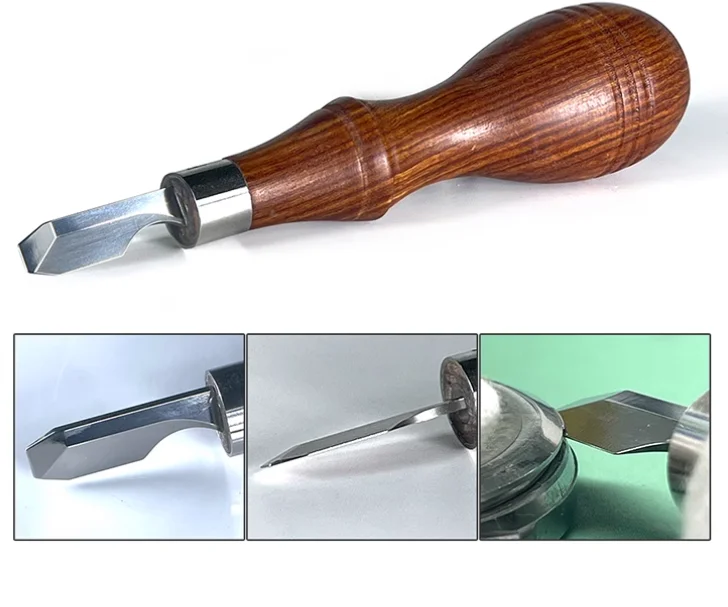 TLF Herramienta de reparación de relojes de alta calidad 6 piezas con base, mango de madera, hoja curva de acero inoxidable, caja de reloj abierta, reemplazo de batería