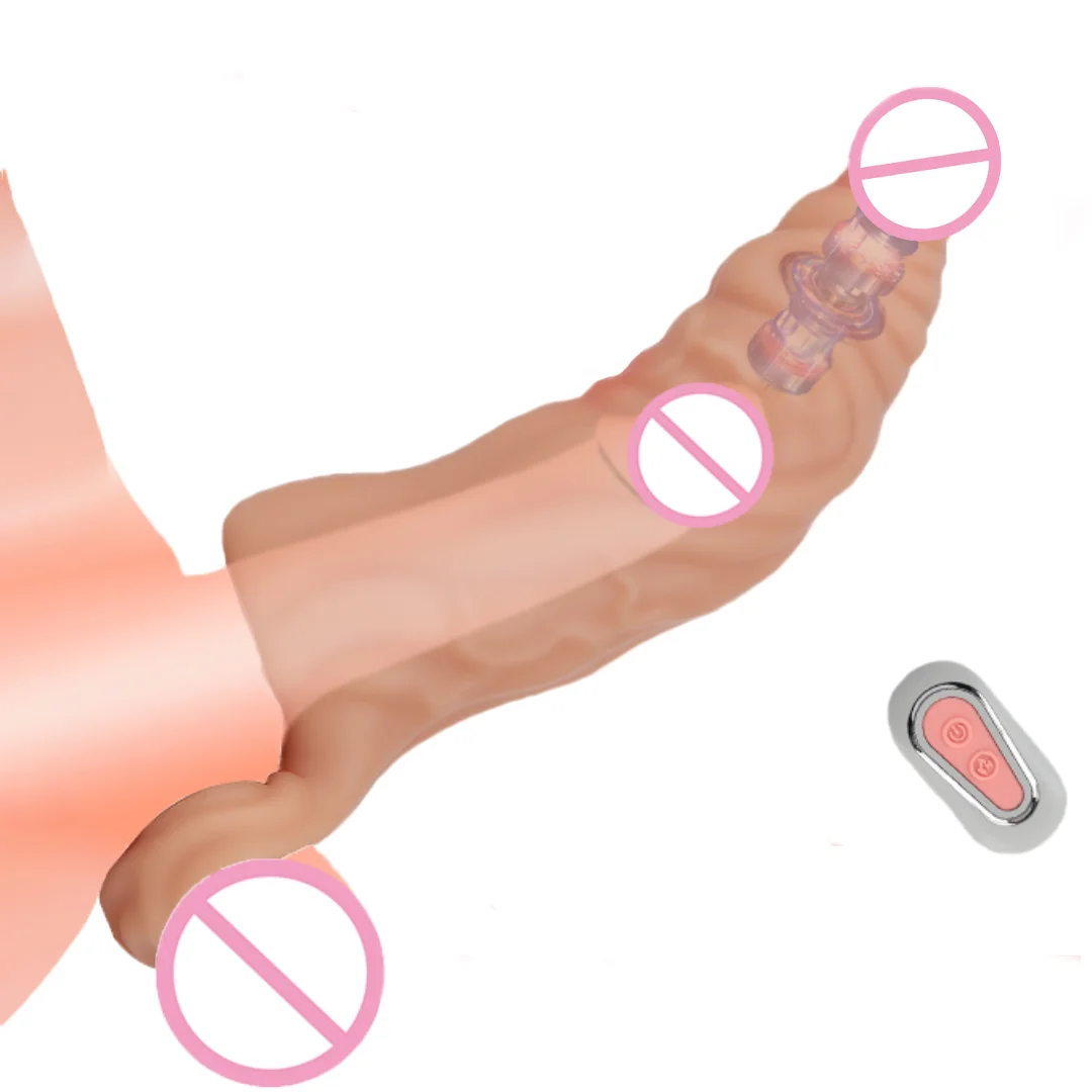 Dildo Sleeve Penis Sheath Enlarger Adult Sex Toys Remote Control Realistic Reusable cock sleeve extender Penis Vibrator for Male