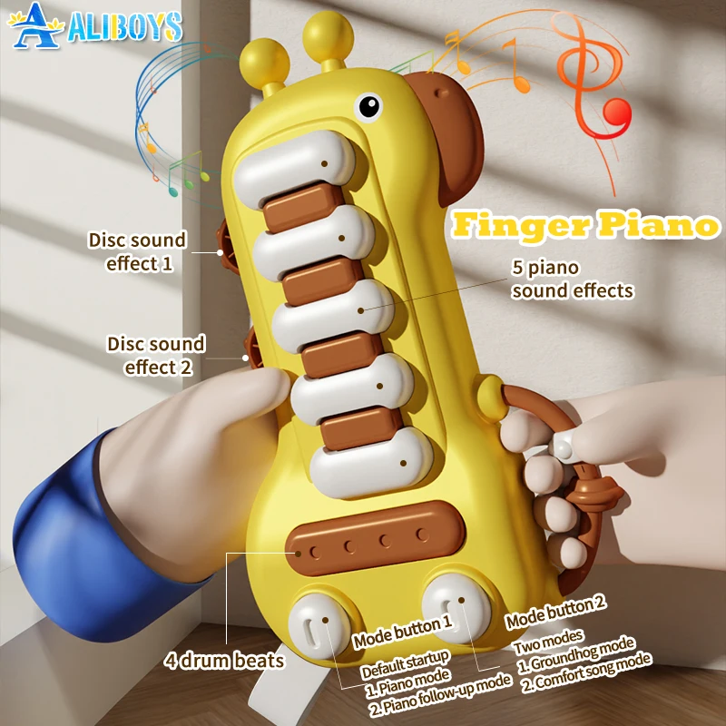 Baby Finger Piano Giraffe Piano Keyboard Multi-Functional Musical Instrument with Sound Light Sensory Education Toy Infant Gift