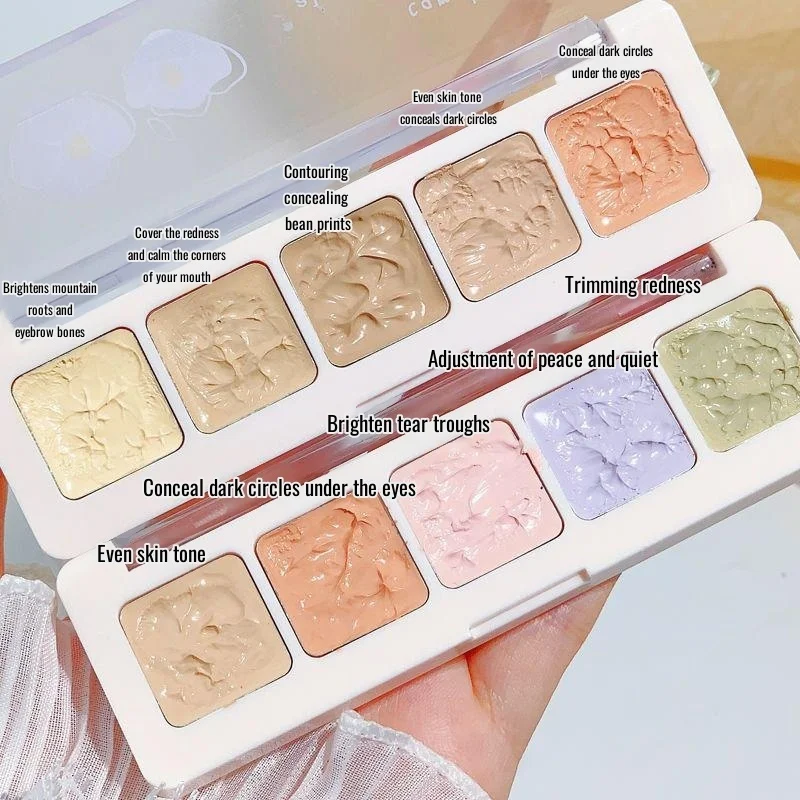 Concealer Palette Cream 5Colors Conceal Spots Acne Marks Spots Pimples Conceal Dark Eye Circles Tears Lines With Concealer Brush