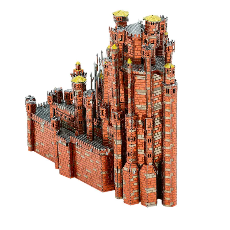 Metal Assembly Model DIY 3D Puzzle Silent Red Fort Magic Mountain Iron Throne Desktop Small Ornament Handmade Toy Gift