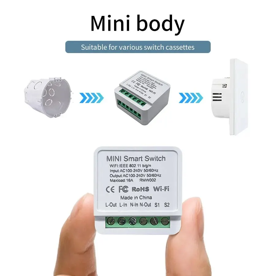 16A/20A WiFi Mini Smart Switch Module controllo a 2 vie Cozy Life APP telecomando per Alexa Google Home Automation controllo vocale