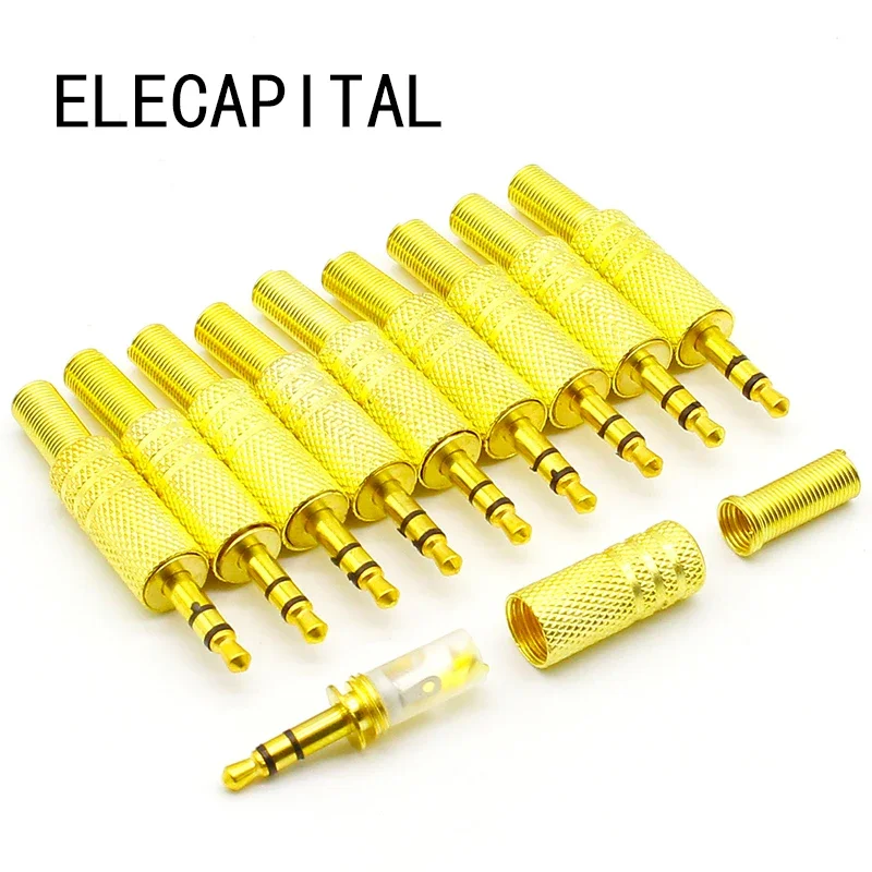 10pcs/lot gold plated 3.5mm plug RCA Audio Connector RCA audio plug 3.5 jack Stereo Headset Dual Track Headphone