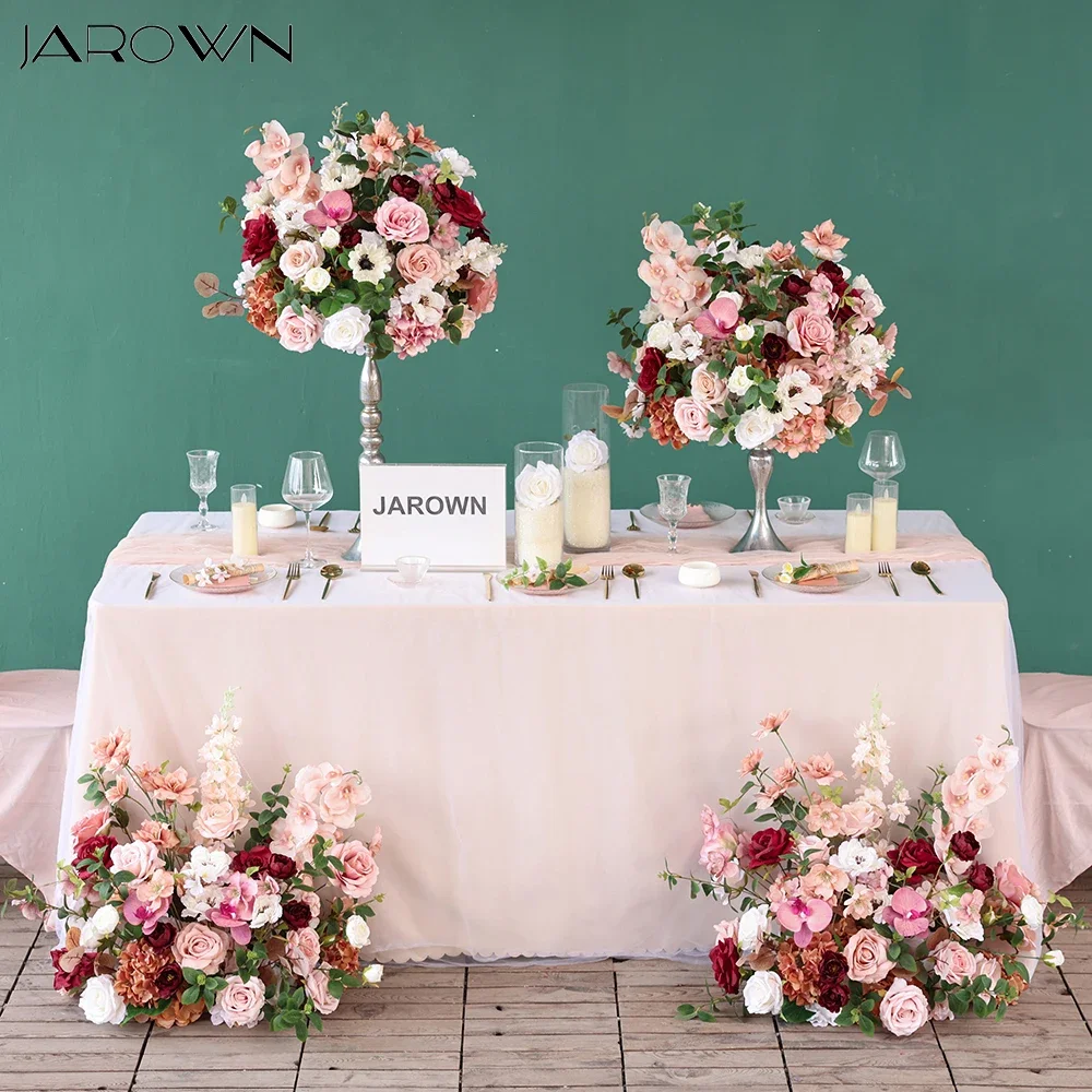 Wedding Decorations Luxury Autumn Pink Flower Arrangement for Event Backdrop Decor Props Aisle flowers Centerpieces Customized