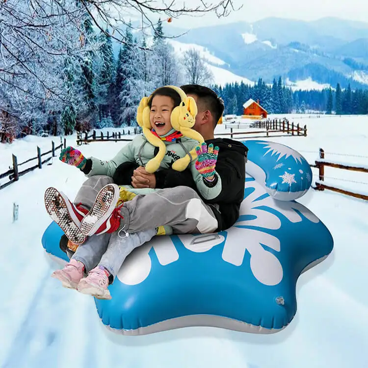 Inflatable Snowflake Ski Ring, Outdoor Ice Snow Sports Sled, Adults and Children's Snow Slide Toys, 6 Pieces Set
