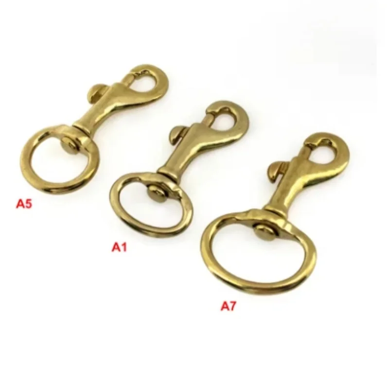 Gancho de resorte de perno de ojo giratorio de gatillo de latón macizo, 1 unidad, para correas, bolsa artesanal de cuero con hebilla de gancho para cinturón, Clip para cinturón para perro mascota