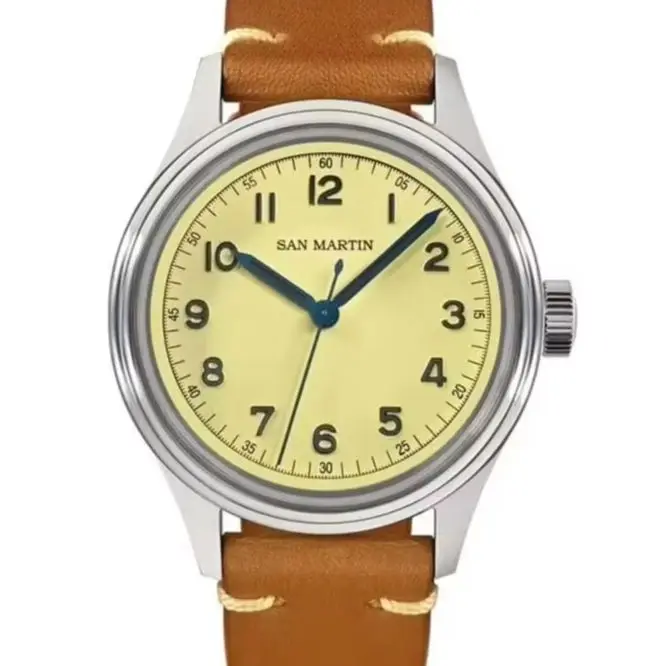 San Martin Men Automatic Watch Pilot 38.8mm Mechanical Wristwatch Sapphire Mirror Diver 100m Waterproof NH35 Sport