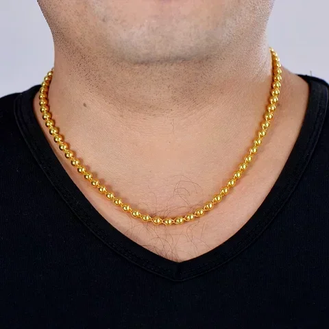 Neck jewelry high-quality real gold bead necklace 999 solid ball chain 24k boss chain AU750 fortune-making for men and women