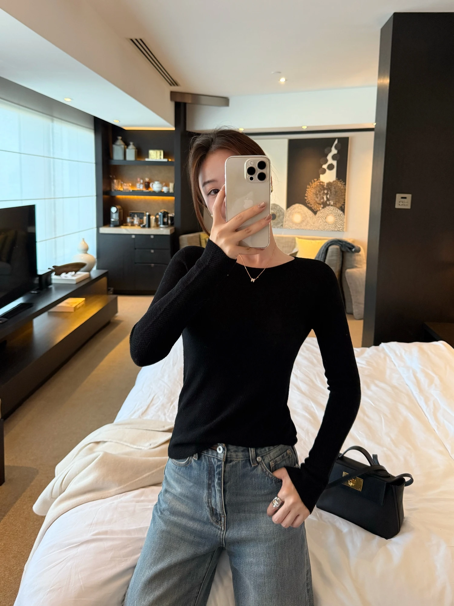 

Теплый осенний вязаный свитер Slim Fit с узором Fibone, цельный, из 100% шерсти, с длинным рукавом и круглым вырезом