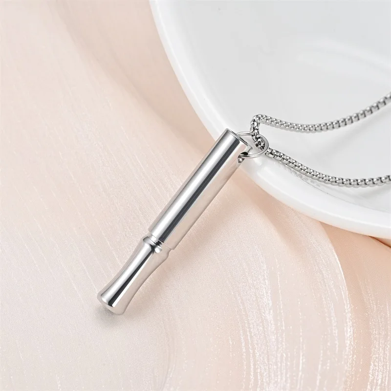 Trendy Simple Whistle Shaped Pendant Necklace For Unisex Titanium Steel Choker Chain Jewelry Daily Office Party Practical Gift