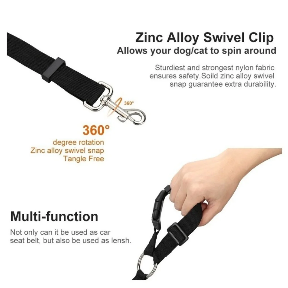 Solid Color Two-in-one Pet Car Seat Belt Nylon Lead Leash Backseat Safety Belt Adjustable Dogs Harness Collar Pet Accessories view 6