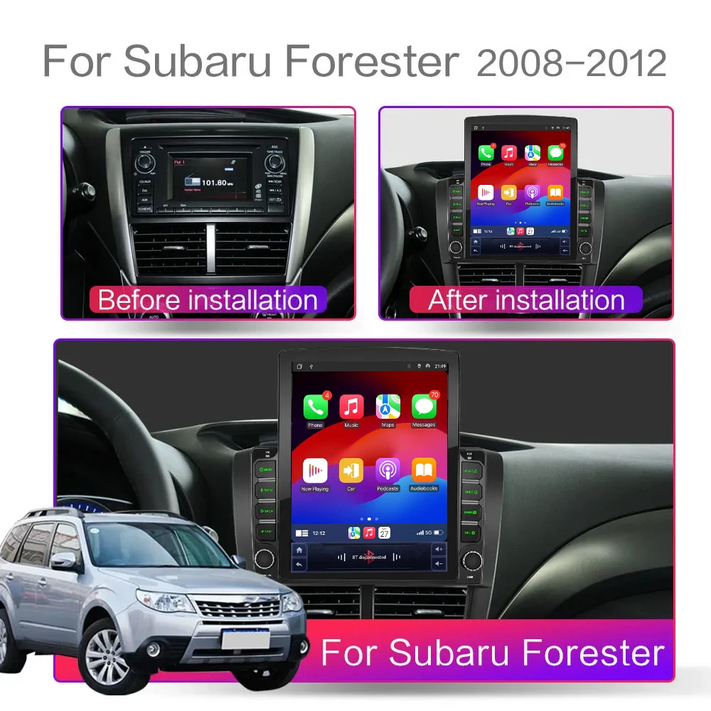 أندرويد Carplay لسوبارو فورستر 3 SH امبريزا 2007-2013 شاشة تسلا 9.7 بوصة راديو السيارة أندرويد 14 مشغل وسائط متعددة 2 din