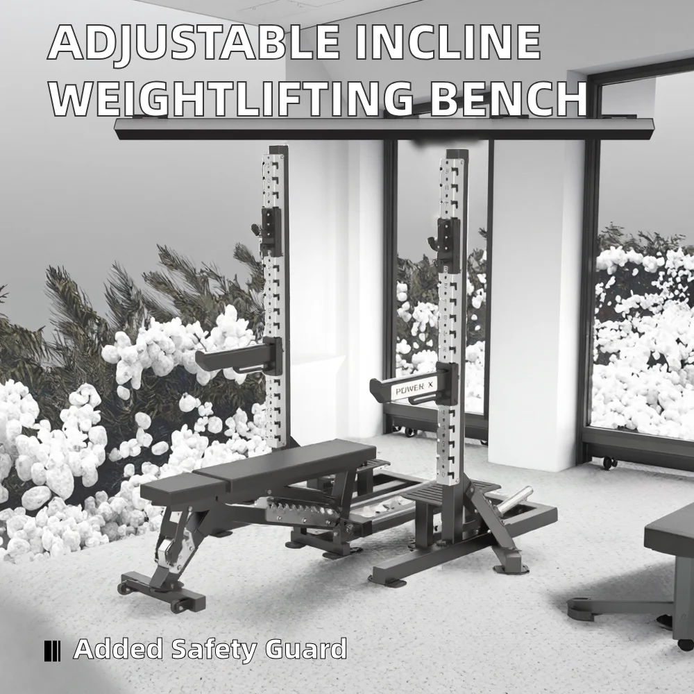 Adjustable Incline Steel Weightlifting Bench Fitness Equipment with Safety Feature for Weight Bench Press