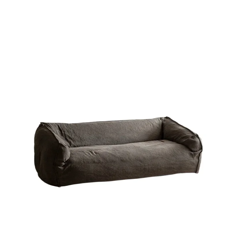

Japanese-style wabi-sabi wind linen fabric sofa designer size Lazy B & B down living room sofa combination