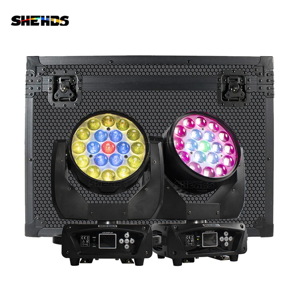 shehds feixe de led com canhao de tempo limitado unidades 19x15w rgbw iluminacao com case de voo para festa discoteca ktv 01