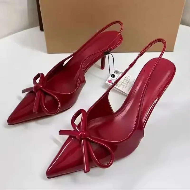 Slingbacks Woman Pumps Sexy Pointed Toe Thin High Heels Wedding Party Female Shoes