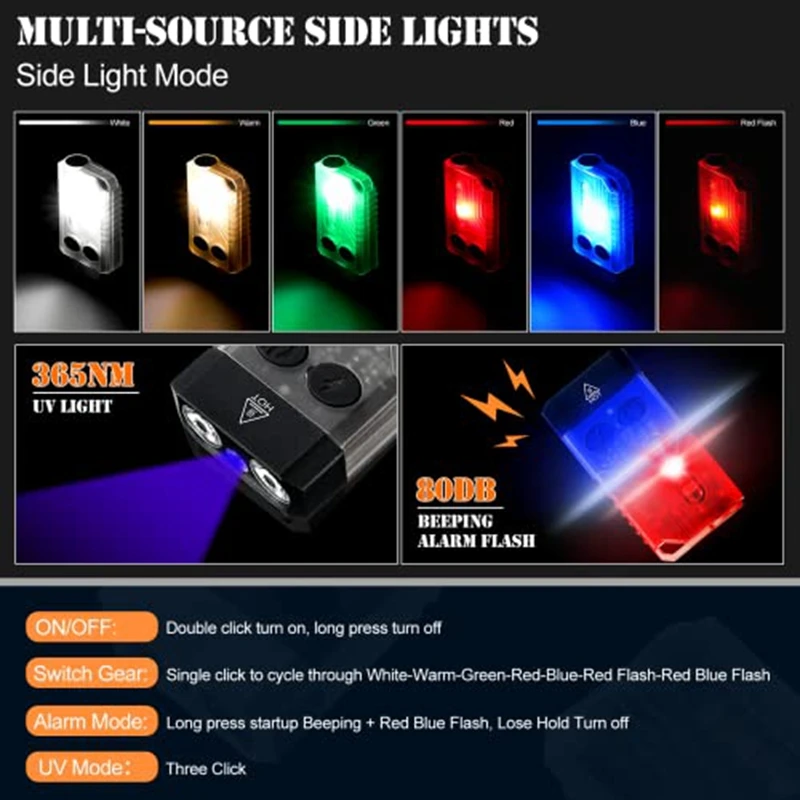 Rechargeable Pocket Flashlight Flashlight LED 13 Light Modes 1000 High Lumen IPX4 Mini Flashlight