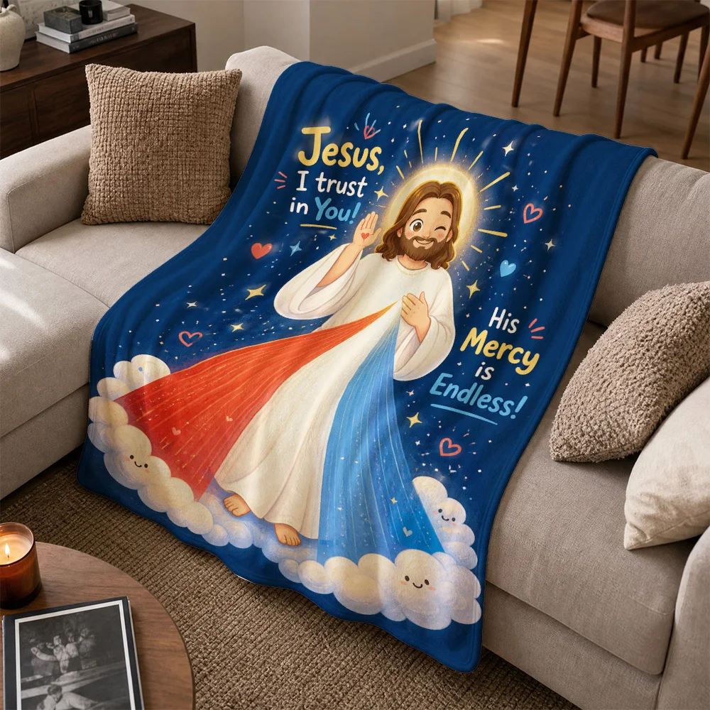Christian Jesus Faith Throw Blanket Sofa Decor Religious Christ Art Gift Cozy Couch Throw Cover