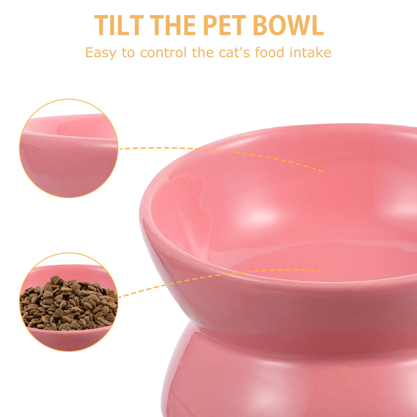 

Ceramic Raised Cat Bowl Slanted Elevated Feeding Bowl Random Color High Base Pet Food Water Feeder Cat Food Feeder Easy Clean