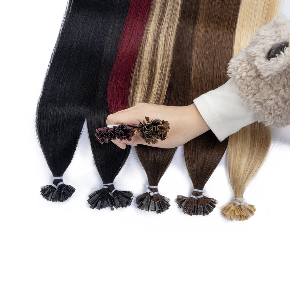 Mrs Hair Keratin Hair K Tip Hot Fusion Natural Human Hair Extensions Italy Keratin Glue Machine Remy Hair 12-22inch